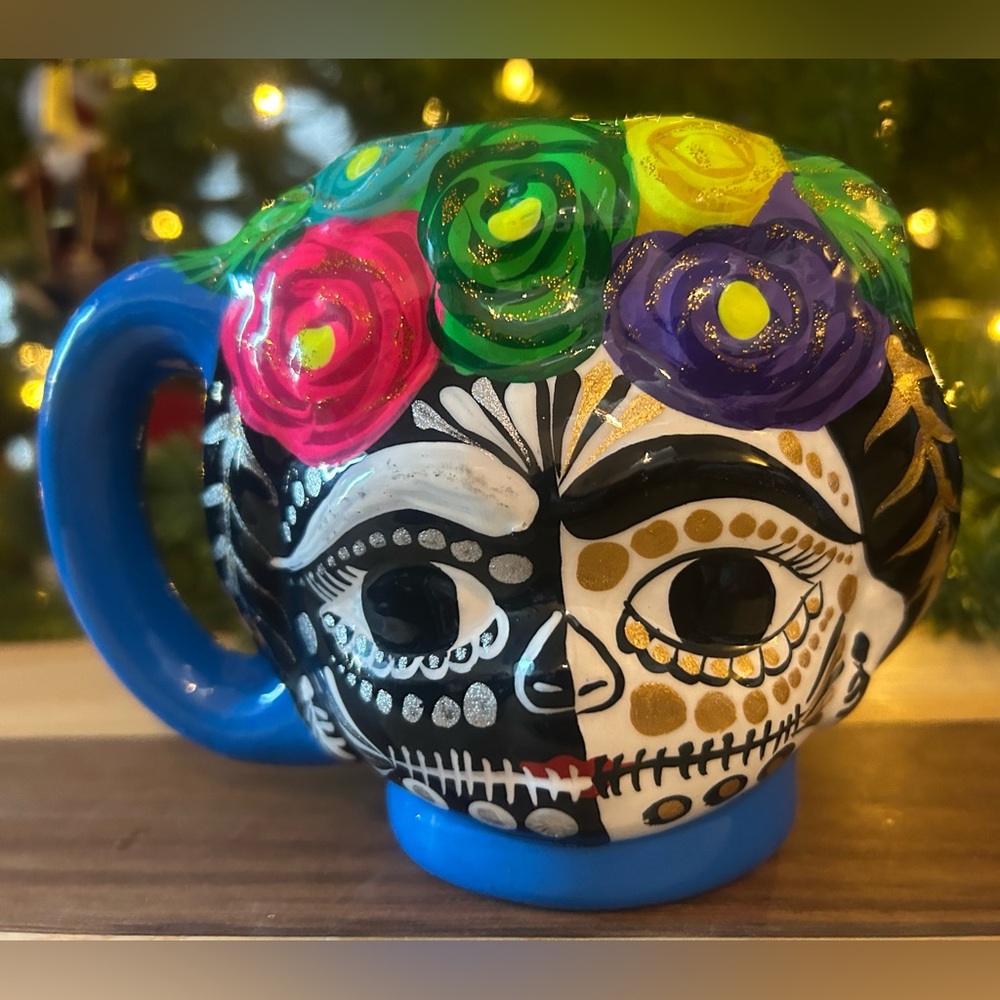 🌹Artisanal Hand-Painted Mexican "La Catrina" Rose Queen Mug🌹